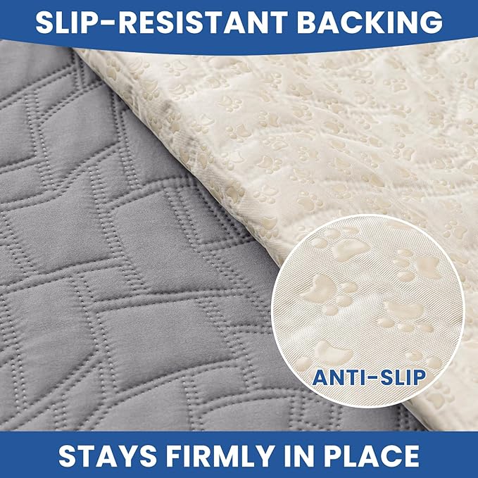Waterproof Dog Blanket, Non-Slip Soft Pet Bed Cover, Couch Cover for Dogs Washable, Protects Sofa, Furniture, Crate, Car, Tear Resistant Leakproof Pet Blanket (68x82 Inch, Light Grey)