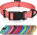 Joytale Large Dog Collar, Reflective and Adjustable Nylon Pet Collar with Quick-Release Buckle for Large Dogs, Pink, L