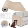 Cat Scratch Furniture Protector - 100" x 13.8" Trimmable Self-Adhesive Cats Claws Scratch Pads, DIY Cat Climbing Couch Protector for Scratch Post Cat Tree Replacement Indoor (Khaki)