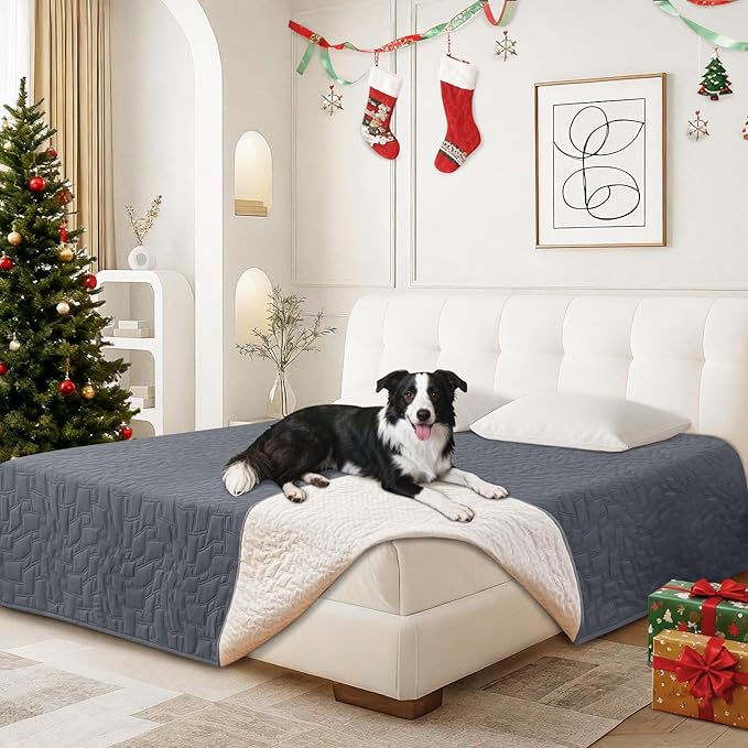 Waterproof Dog Bed Cover, Non-Slip Dog Blanket for Couch, Couch Covers for Dogs Washable, Pet Blanket for Furniture, Pet Bed Mat for Sofa, Car, Pet Supplies (52x82 Inch, Dark Grey)