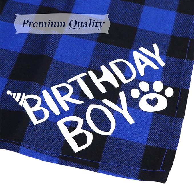 STMK Dog Birthday Decorations, Multi Sizes Dog Birthday Hat with Numbers Bandana Bow Tie It’s My Bday Mother Puppers Banner for Small Medium Dogs Pets (Blue, Small)