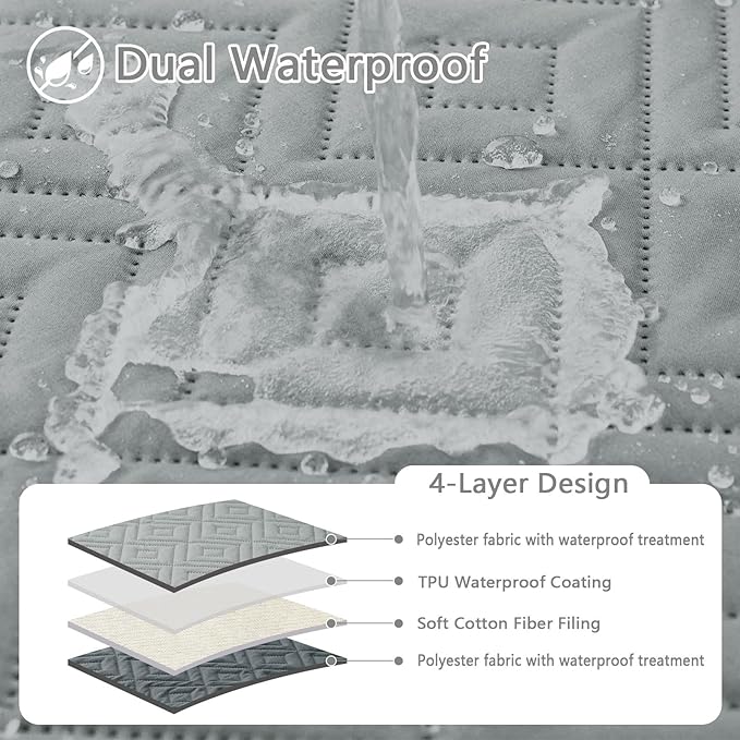 hyha Waterproof Dog Blanket, Soft Pet Bed Blankets, Waterproof Sofa Couch Cover for Dogs Washable, Reversible Pet Couch Covers for Sofa Furniture (30x80 Inch, Grey/Dark Grey)