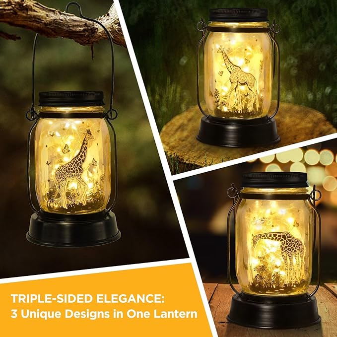 kyoryuger Giraffe Gifts for Women/Men Giraffe Lovers Solar Lantern Mom Birthday, Mothers Day, Solar Garden Decoration Outside for Yard, Patio,Backyard,Porch, Torches