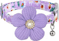 Large Dog Collar with Flower, Dog Collars for Large Dogs Collar for Girl Cute Dog Collar with Bell, Adjustable Length