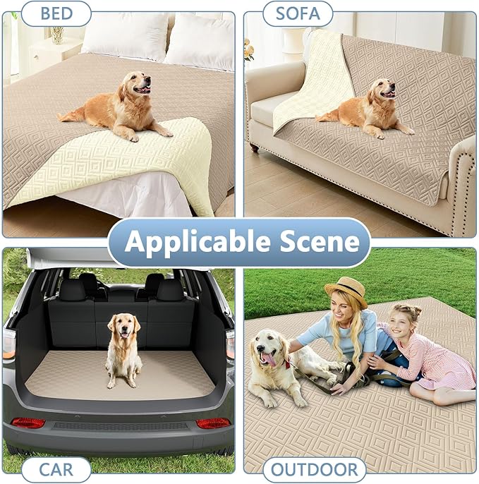 hyha Waterproof Dog Blanket, Soft Pet Bed Blankets, Waterproof Sofa Couch Cover for Dogs Washable, Reversible Pet Couch Covers for Sofa Furniture (30x53 Inch, Taupe/Beige)
