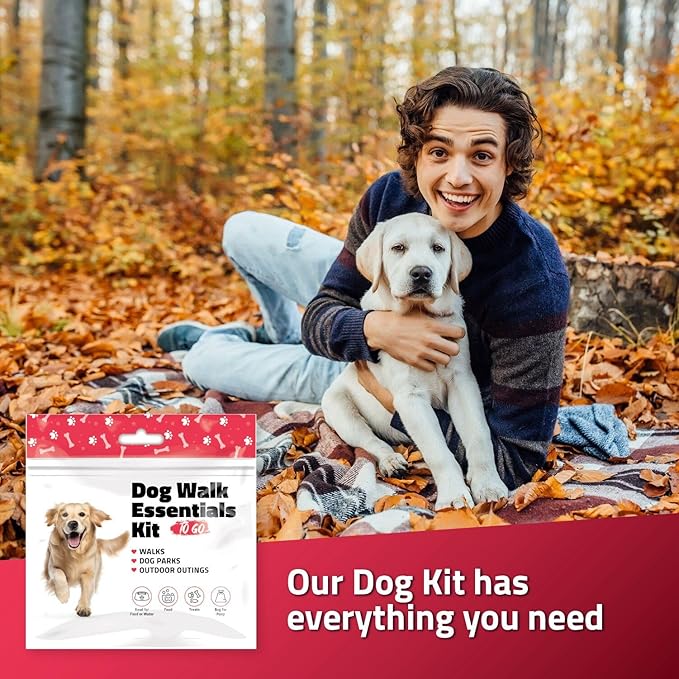 pH Advantage Dog Walking Essentials Kit – Includes Poop Bags, Disposable Water Bowl, Treats & Food – Travel-Friendly Pack Perfect for Walks, Hiking & Unexpected Emergencies - Red Style (3)