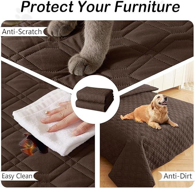 hyha Waterproof Dog Bed Blanket, Soft Pet Blankets, Waterproof Couch Cover for Dogs, Reversible Sofa Covers Washable for Furniture (30x53 Inch, Chocolate/Chocolate)