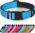 Joytale Reflective Dog Collar, Soft Neoprene Padded, Metal D-Ring, Nylon Pet Collar Adjustable for Medium Dogs, Sky Blue, M