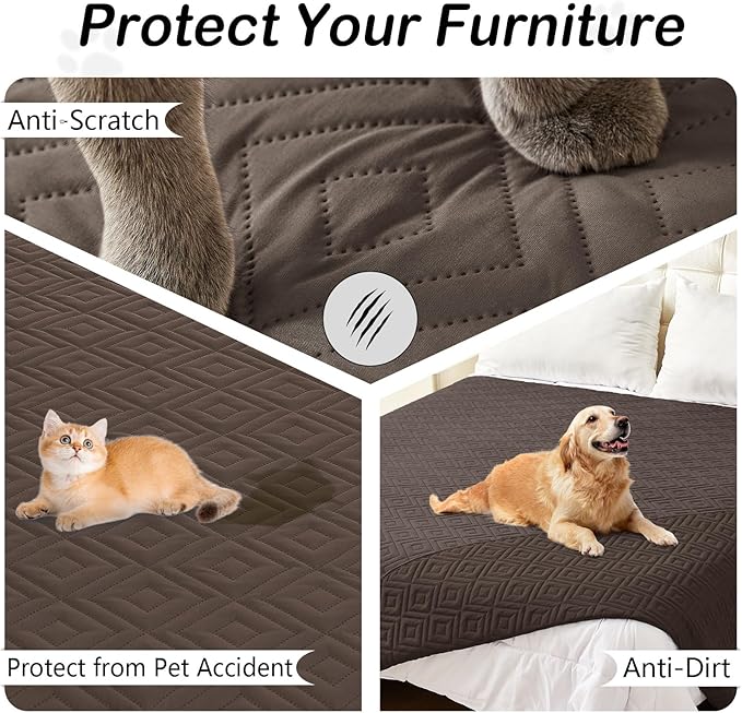 hyha Waterproof Dog Blanket, Soft Dog Bed Cover Pet Blankets, Waterproof Sofa Couch Cover for Dogs Washable, Reversible Pet Couch Covers for Sofa Furniture (68x82 Inch, Chocolate/Chocolate)
