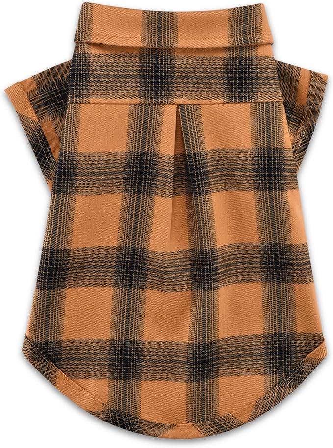 Koneseve Dog Shirt Plaid Dog Clothes for Small Dogs Boy Girl Cat Clothes Soft Puppy Outfit Adorable Pet T-Shirts Kitten Grid Costume Apparel Thanksgiving Christmas Clothing (Yellow; L/Large)