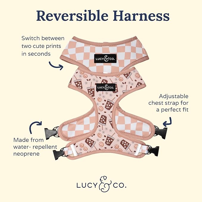 Lucy & Co. Cute Reversible Dog Harness Walking Halter - Best Designer Pet Harnesses for XS - XL Dogs - Padded Adjustable Vest for Easy Walking (X-Large, Merry & Bright)