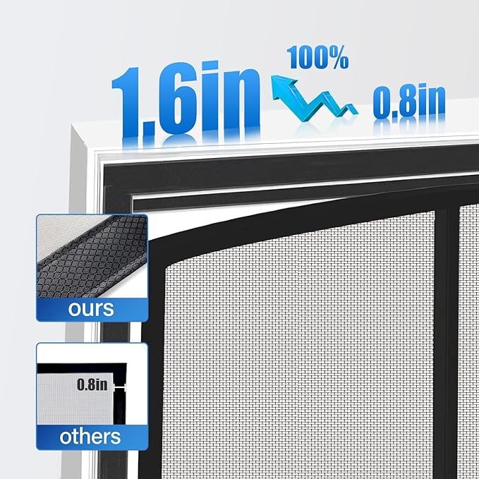 Magnetic Screen Door Upgraded PET Mesh Stronger Than Fiberglass and Polyester,Hands Free,Keeps Bugs Out,Pet & Kid Friendly,Suitable for Sliding Door,Large Patio Door and French Door-64''x80''