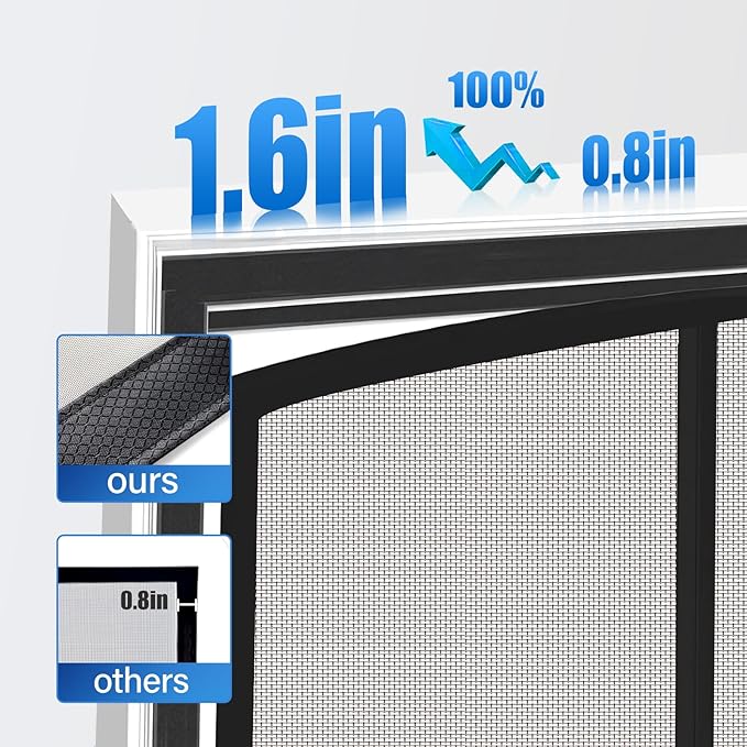 Magnetic Screen Door Upgraded PET Mesh Stronger Than Fiberglass and Polyester,Hands Free,Keeps Bugs Out,Pet & Kid Friendly,Suitable for Sliding Door,Large Patio Door and French Door-72''x96''