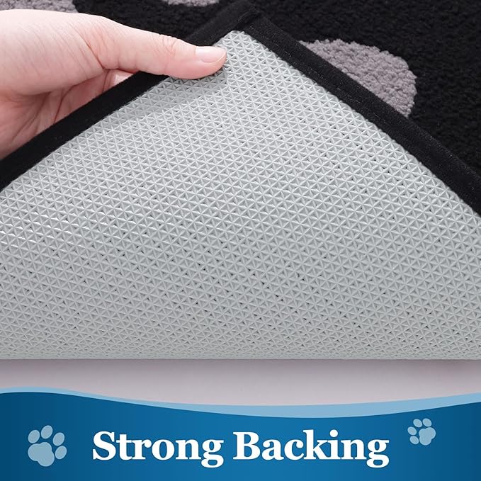 Buganda Dog Door Mat for Muddy Paws, Absorbent Dirt Trapper Washable Indoor Doormats, Non Slip Low-Profile Mud Mat for Dogs, Front Entrance Doormat for Inside Floor (30x20 Inches, Black and Grey)
