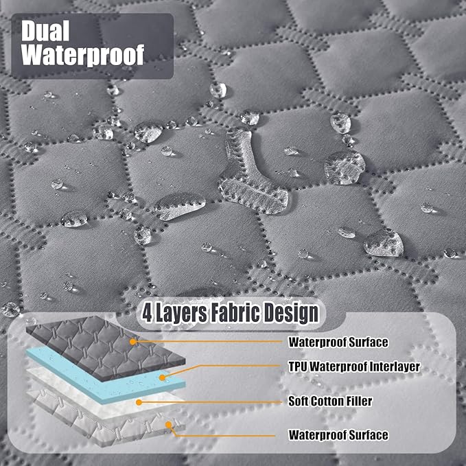 Smiry Waterproof Dog Bed Cover Blanket, Soft Reversible Pet Blanket, Washable Leakproof Cats Dogs Couch Cover for Sofa, Couch, Furniture (52x82 Inch, Grey/Light Grey)