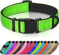 Joytale Reflective Dog Collar, Soft Neoprene Padded, Metal D-Ring, Nylon Pet Collar Adjustable for Puppy and Small Dogs, Green, XS