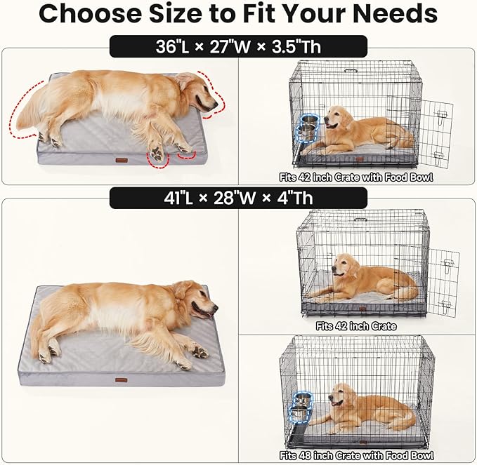 OhGeni Orthopedic Waterproof Dog Bed for Large Dogs, Machine-Washable Removable Cover in Easy-Clean Fabric, High Density Foam & Easy-Carry Handle, Suitable for Crate, 41 inch (Green)