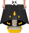 Cat Litter Mat Compact Size 23.6"x14.6" for Small Spaces, Upgrade Waterproof Leakproof Back Layer, Honeycomb Trapping Mat, Washable, Easy to Clean, Scatter Control Kitty Litter Matt, Black