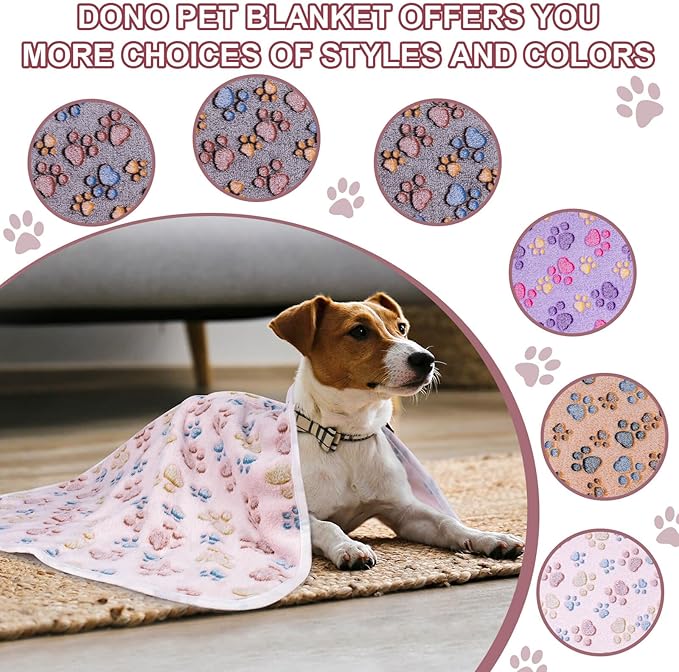 Dono 1 Pack 3 Blankets Soft Fluffy Paw Print Pattern Fleece Pet Blanket Warm Sleep Mat Puppy Kitten Blanket Doggy Mat Paw Print for Animals-23 * 16in