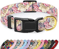 Reflective Dog Collar for Small Dogs, Cute Flower Theme Adjustable Heavy-Duty Nylon Puppy Collar for Boy and Girl Female, Soft Pet Accessories with Quick Release Buckle, Colorful Floral