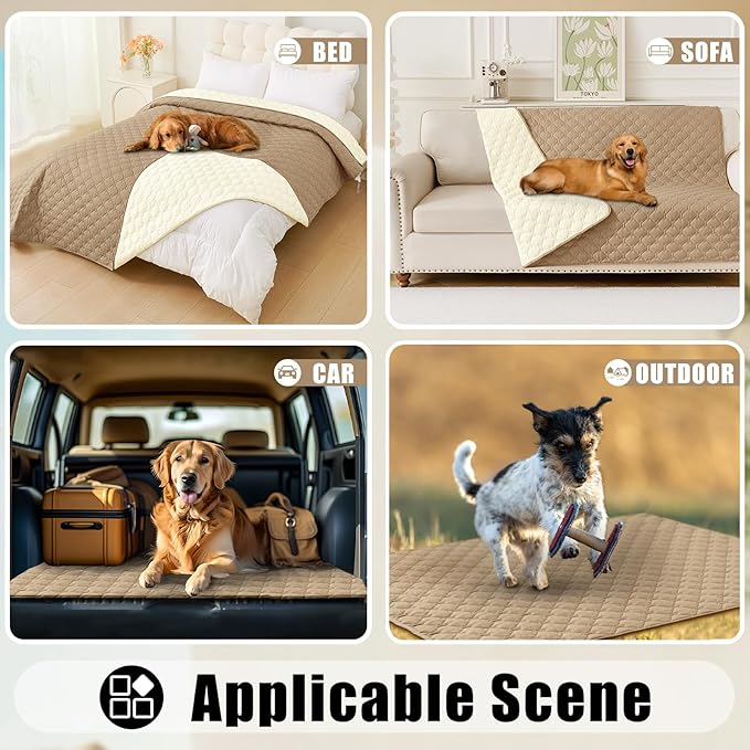 Smiry Waterproof Dog Bed Cover Blanket, Soft Reversible Pet Blanket, Washable Leakproof Cats Dogs Couch Cover for Sofa, Couch, Furniture (40x50 Inch, Camel/Beige)