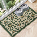 SHIYUE Dog Food Mats for Floors, Absorbent Cat Bowl for Food and Water, Non-Slip Accessories Pet Supplies(17"x30",Forest Green Flower)