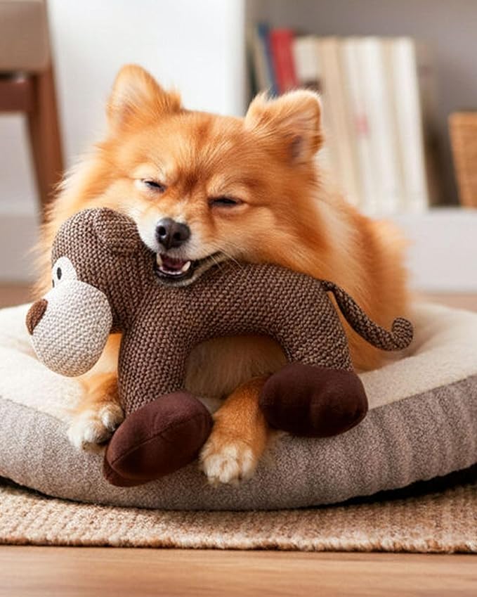 Linen Safari Companions - Linen Dog Toy, Chew-Resistant Natural Linens Squeaky Safari Animal for Small to Medium Dogs, Helps Reduce Destructive Chewing for Indoor Play and Boredom Relief (Sheep)