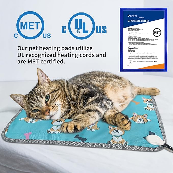 Extra Large Dog Heating Pad 47x30 in Waterproof Smart Thermostat Switch, Whelping Supplies Heated Dog Bed, Adding Wire Rope Wires Puppy Heating Pad Mat-Blue