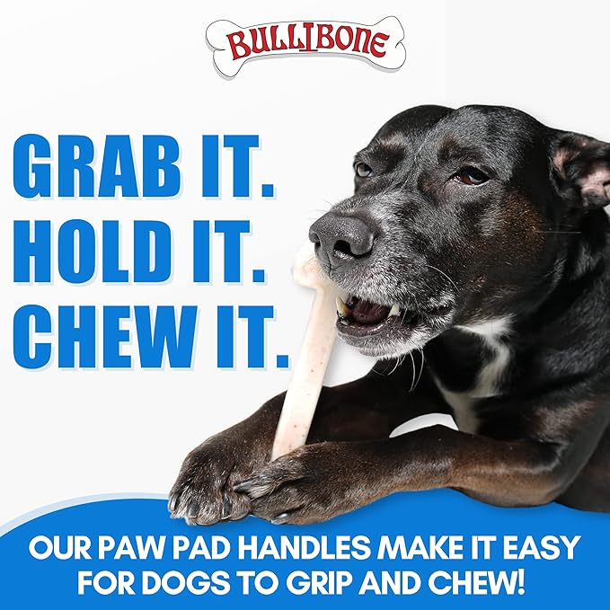 Bullibone Nylon Dog Chew Toy for Aggressive Chewers - Dental Hygiene Bone with Bacon Flavor, Durable Tough Chew Toys for Large Dogs, Indestructible Dog Bone - 3 Pack