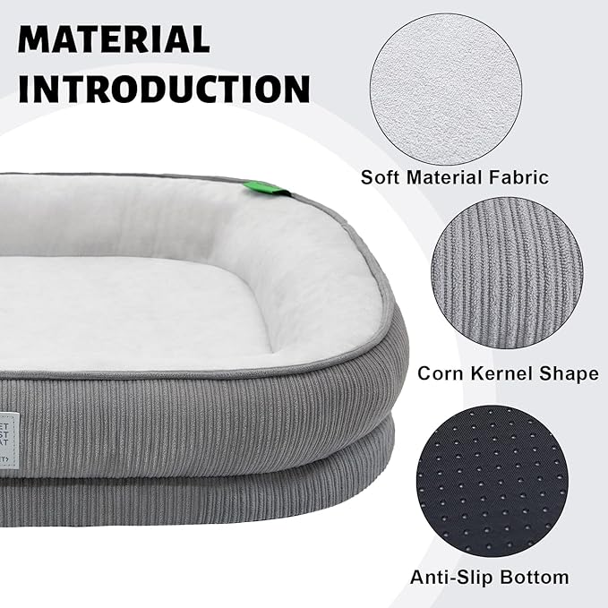 Orthopedic Dog Bed for Medium Dogs with Egg Crate Foam Couch Bed with Four-Sided Bolster, Removable Cover & Non-Slip Bottom Grey M