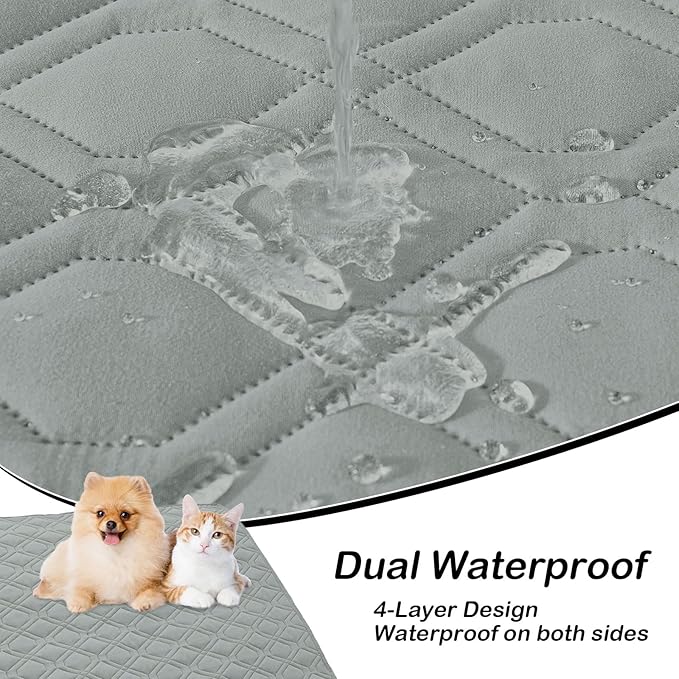 hyha Waterproof Dog Bed Blanket, Soft Pet Blankets, Waterproof Couch Cover for Dogs, Reversible Sofa Covers Washable for Furniture (82x102 Inch, Grey/Dark Grey)