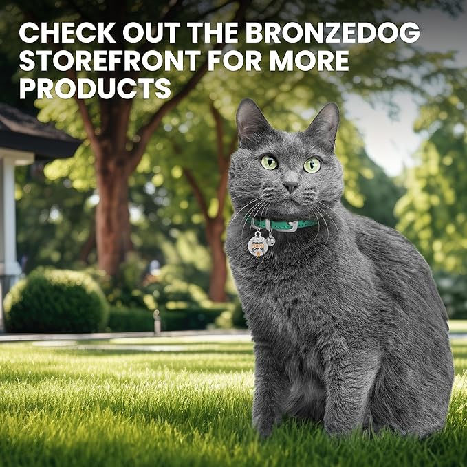 BRONZEDOG Leather Cat Collar with Removable Bells Non Breakaway Kitten QR Tag for Girl Boy (7" - 9" for Cats, Black & Silver) (Pack of 2)