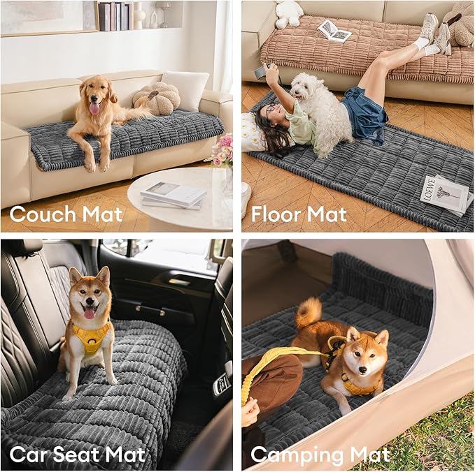 FUNNY FUZZY Pet Couch Covers for Sofa, Flannel Dog Couch Cover for Dogs Washable, Sofa Cover Furniture Protector Pet-Friendly Sofa Cover for Dogs & Kids (Dark Gray, 27.6"×82.7")