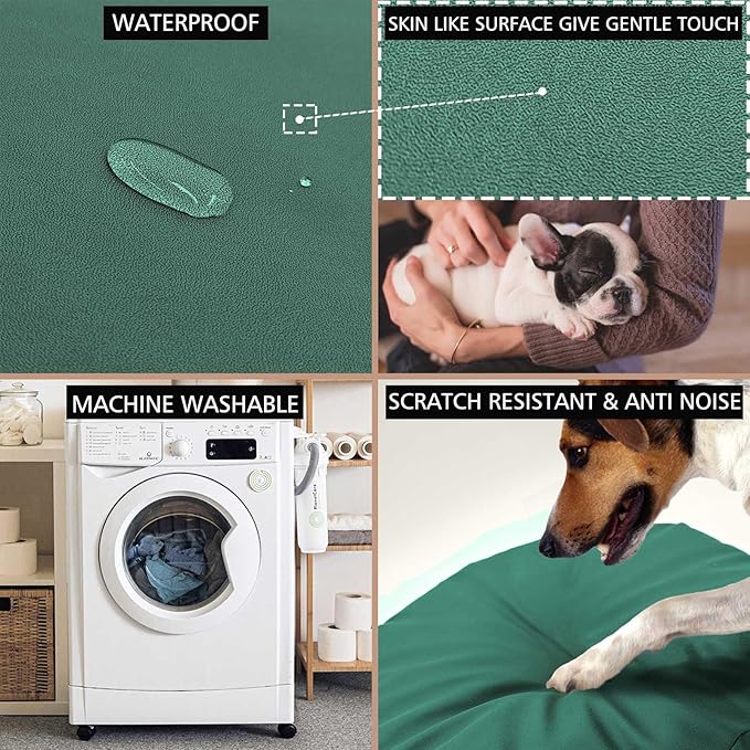 Dog Bed Cover Waterproof Replacement Machine Washable Covers for 20x20 Inch Dog Bed Heavy Duty Scratch Resistant Mattress Protector Pet Bed Round Dark Green Cover Only