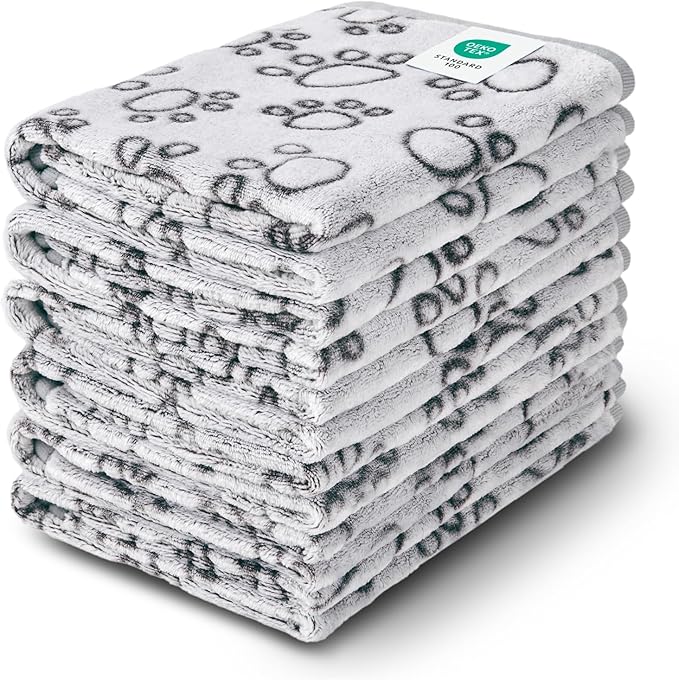 Luciphia 1 Pack 6 Dog Blankets Cat Soft Fluffy Fleece Pet Blanket Warm Cute Print Design Puppy Kitten Doggy Paw Grey Small(23"x16")