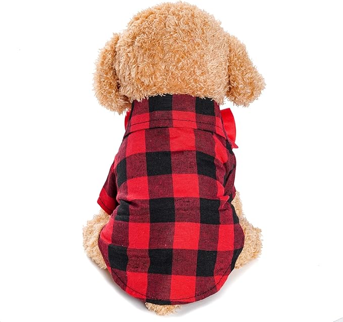 Tongcloud 3 Pack Plaid Puppy Cat Shirt Cute Cat Shirt Dog Shirt for Extra Small Dogs Cats Birthday Party and Holiday Photo