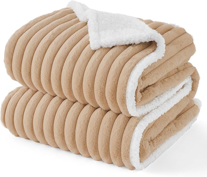 Bedsure ComfyFleece™ Waterproof Dog Blankets for Medium Dogs - Soft Puppy Cat Blanket Corduroy Fleece Washable, Cozy Calming Reversible Furniture Protection for Pet Kitten Doggy,30"x40", Tuscan Beige