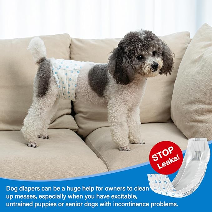 Pet Soft Disposable Male Dog Wraps - Dog Diapers for Male Dogs, Puppy Diapers 72pcs XSmall