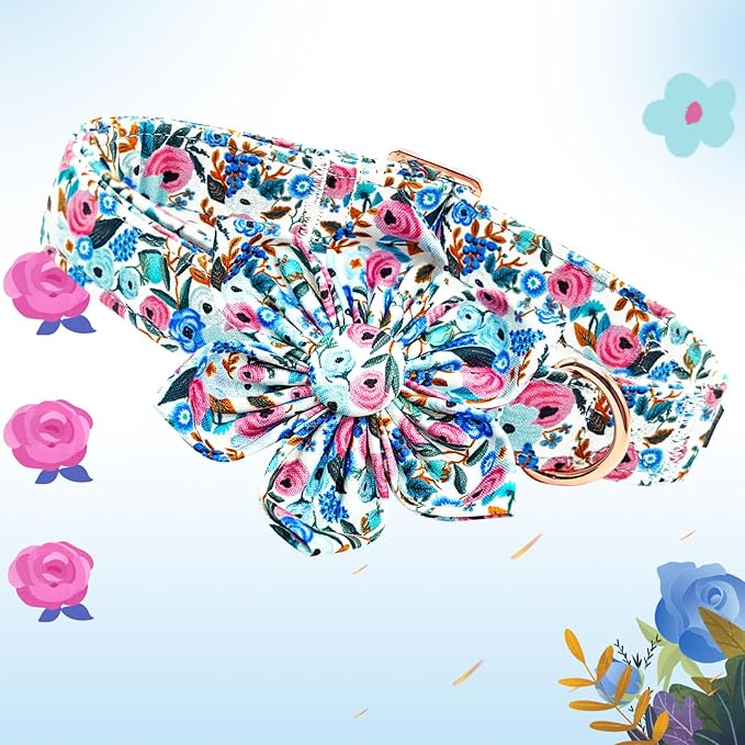 Lionheart Glory Floral Dog Collar - Cute, Soft & Durable Adjustable Collar for Small Dogs