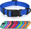 Joytale Large Dog Collar, Reflective and Adjustable Nylon Pet Collar with Quick-Release Buckle for Large Dogs, Navy Blue, L