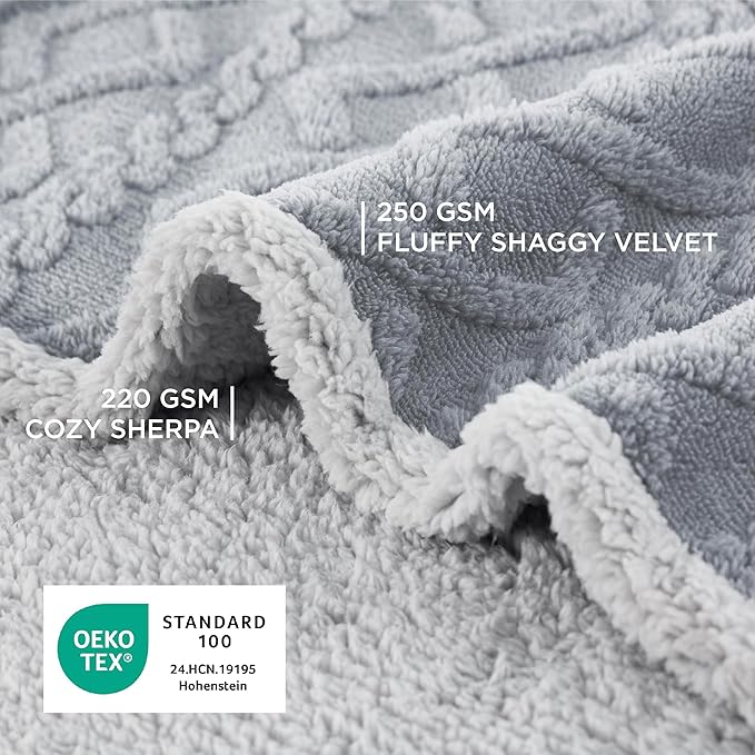 Bedsure Waterproof Dog Blankets for Large Dogs - Pet Blanket for Couch Protector Washable, Premium Jacquard Coral Fleece Cat Throw Blanket, Soft Plush Reversible Furniture Protection, 40"x50", Grey