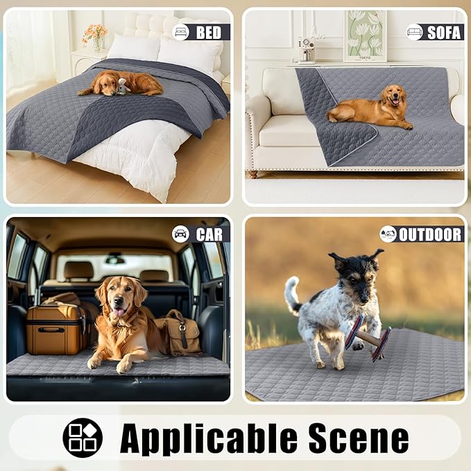 Smiry Waterproof Dog Bed Cover Blanket, Soft Reversible Pet Blanket, Washable Leakproof Cats Dogs Couch Cover for Sofa, Couch, Furniture (30x53 Inch, Grey/Dark Grey)