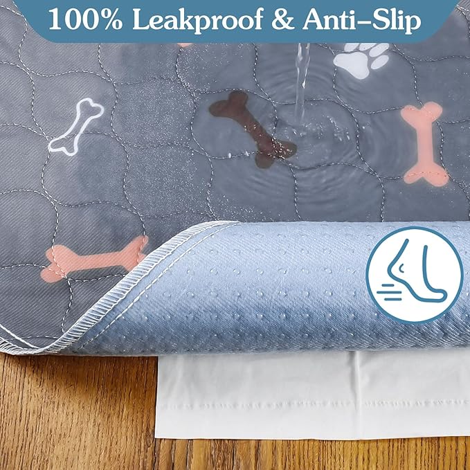 Washable Pee Pads for Dogs, 2Pack Reusable Puppy Pads, Fast Absorbent Dog Pee Pads for Crate Pet Training Pads, Waterproof Whelping Pads for Dogs Bed Mat Crate Indoor (Dark Grey, 18x24)