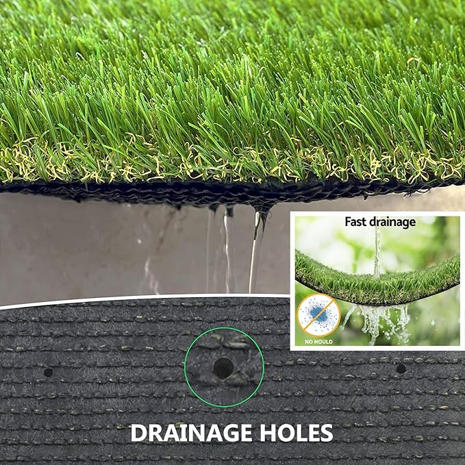 Artificial Grass Rug Outdoor Indoor 4FTX27FT Fake Grass Carpet Green Synthetic Grass Pet Turf Realistic Faux Grass Rug with Drain Holes for Garden Lawn Landscape Balcony Home Decor Patio