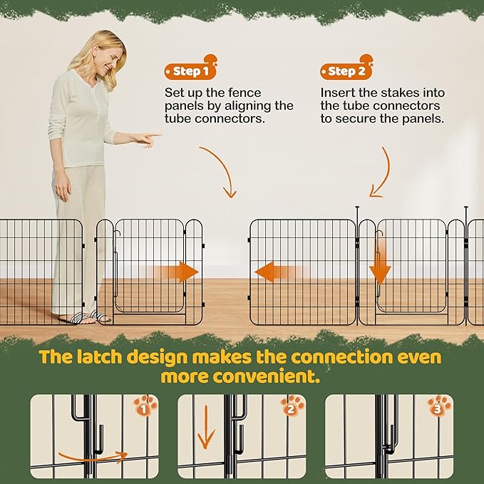 Yaheetech Expandable Dog Playpen, 16 Panel 24 inch Puppy Playpen with Door Indoor/Outdoor Pet Fence for Small Medium Dogs