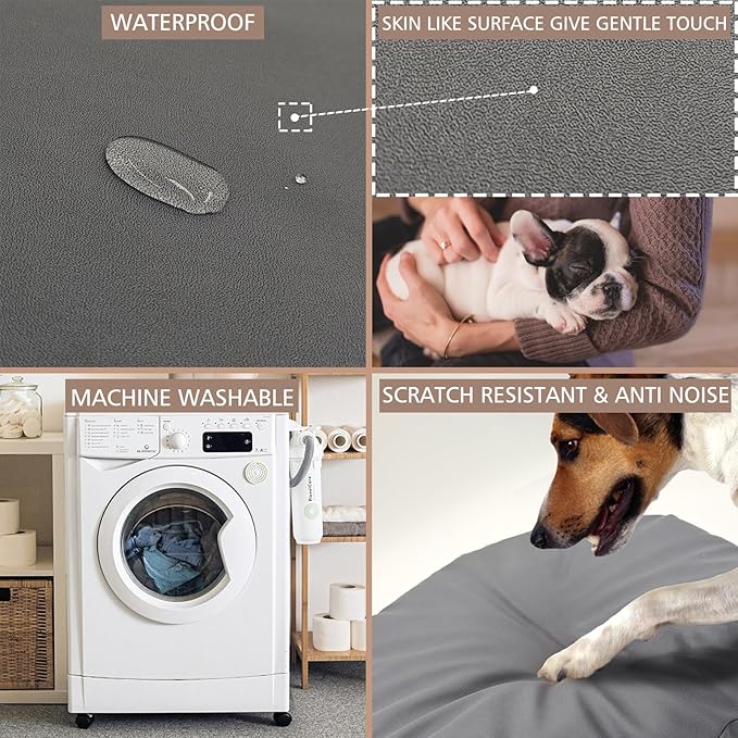 Dog Bed Cover Waterproof Replacement Machine Washable Covers for 36x36 Inch Dog Bed Heavy Duty Scratch Resistant Mattress Protector Pet Bed Round Grey Cover Only