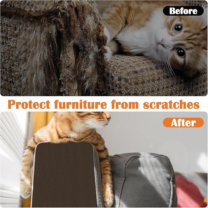 Cat Scratch Furniture Protector - 138" x 13.8" Trimmable Self-Adhesive Cats Claws Scratch Pads, DIY Cat Climbing Couch Protector for Scratch Post Cat Tree Replacement Indoor (Brown)