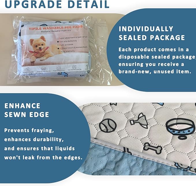Washable Pee Pads for Dogs, 1 Pack Reusable Puppy Pad, Absorbent Whelping With Bone Print, Non-Slip Waterproof Pet Training for Couch, Crate, Potty Training - 65x48in