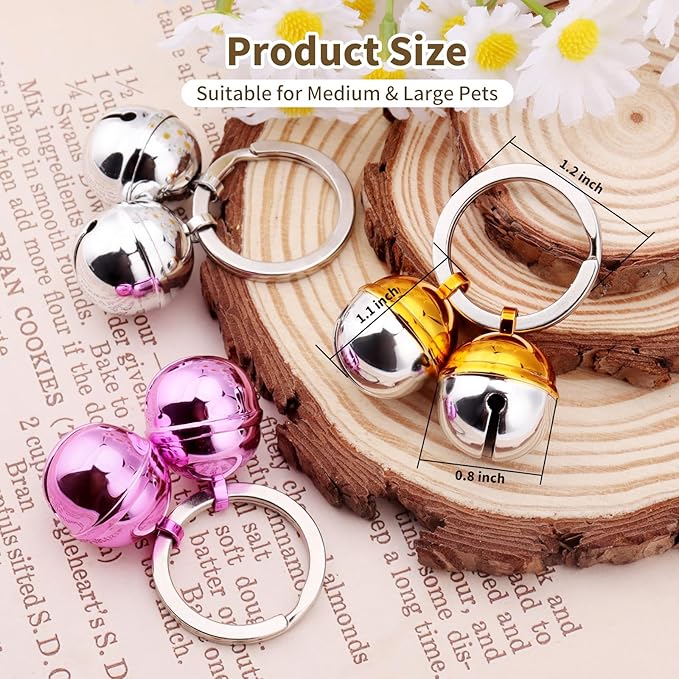 Dog Collar Bells, 2 Pack Extra Loud Dog & Cat Bells for Tracking & Safety, Stainless Steel Pet Tracker Training Bells for Small Medium Large Dogs & Cats (Multi-Color)