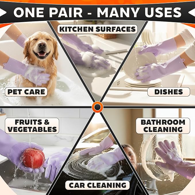 Cat & Dog Washing Gloves for Bathing – 2-in-1 Design Dog Scrubbing Gloves for Grooming, Massaging, and Paw Cleaning